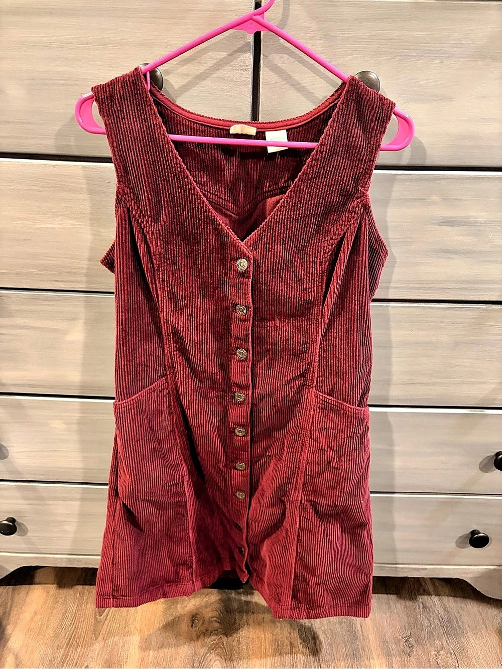 Levi's Corduroy Button Front Dress in Red Size Large